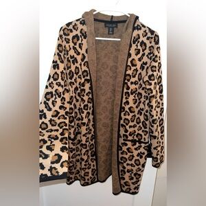 Rachel Zoe Leopard Print Cardigan - Black and Brown